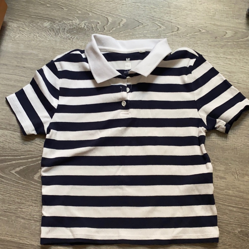 striped polo top - cropped